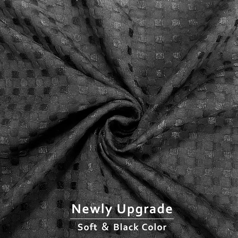 Miye Pleated Waffle Weave Bed Skirt, Tailored Dust Ruffle 14 Inch Drop Easy Fit, Machine Washable (Black, King - 14'' Drop)